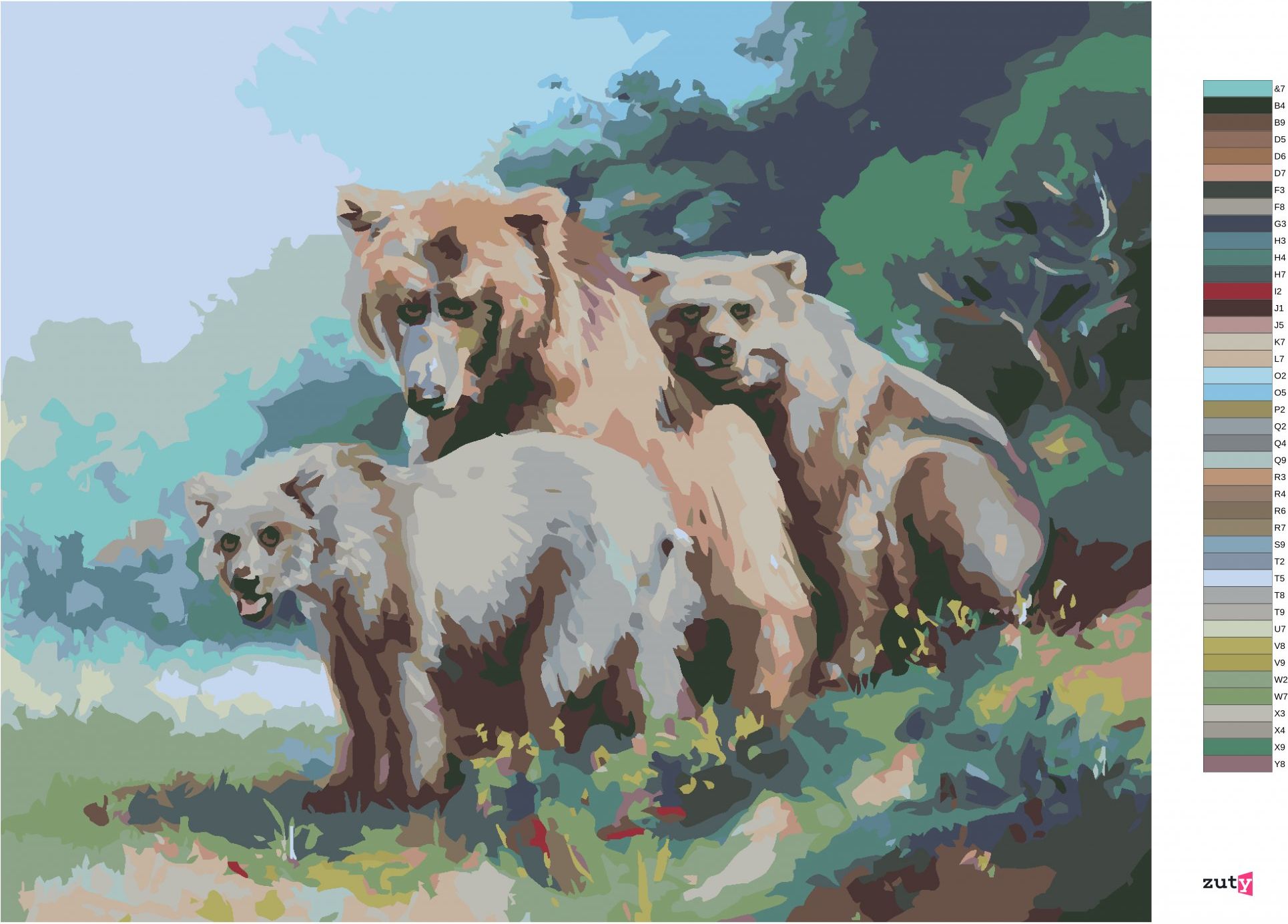 zuty Malování podle čísel - MEDVĚDÍ RODINKA (D. RUSTY RUST) - Rozměr: 40x50 cm, Rámování: Varianta: vypnuté plátno na rám - obrázek 10