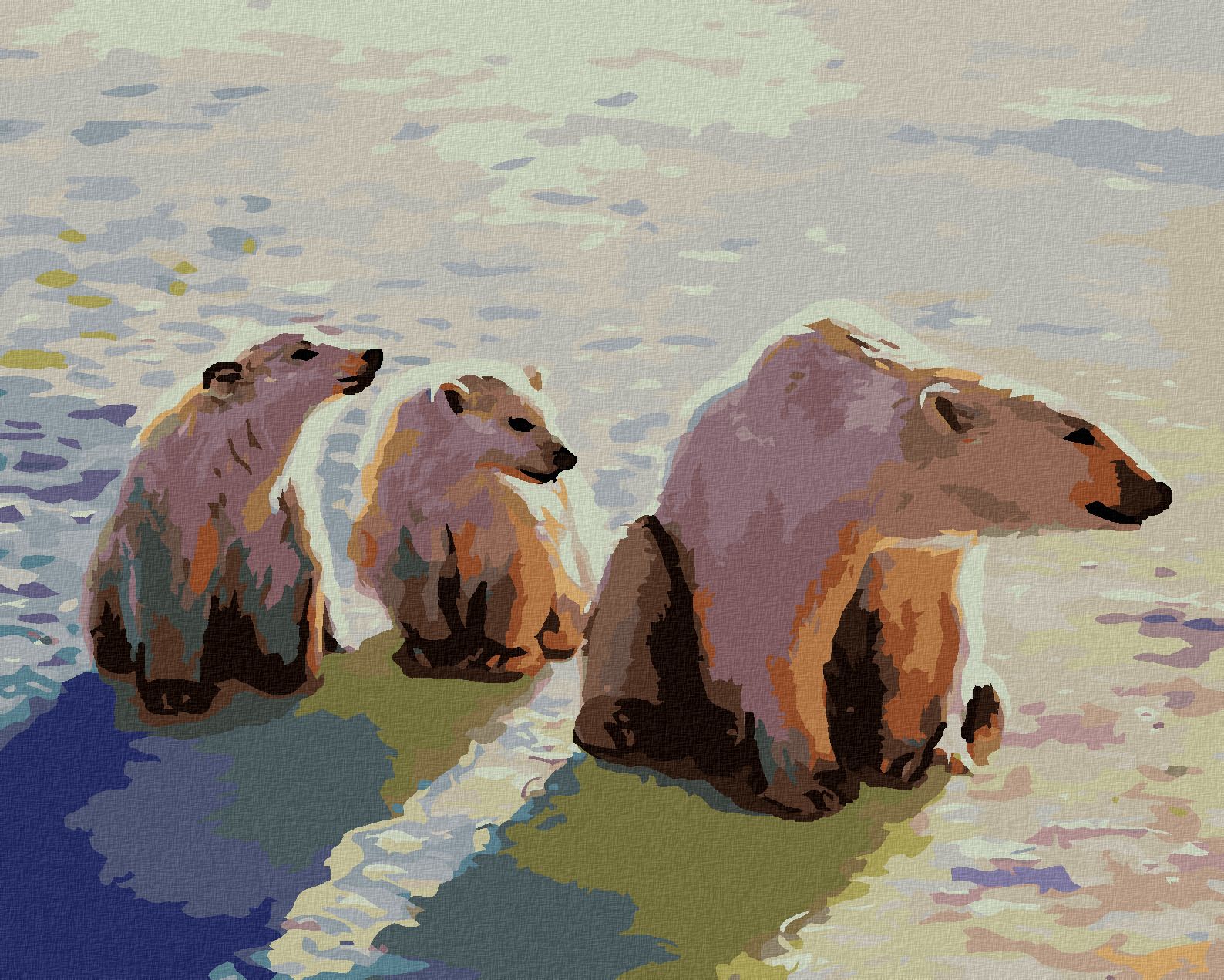 zuty Malování podle čísel - SEDÍCÍ LEDNÍ MEDVĚD (D. RUSTY RUST) - Rozměr: 40x50 cm, Rámování: Varianta: vypnuté plátno na rám - obrázek 1
