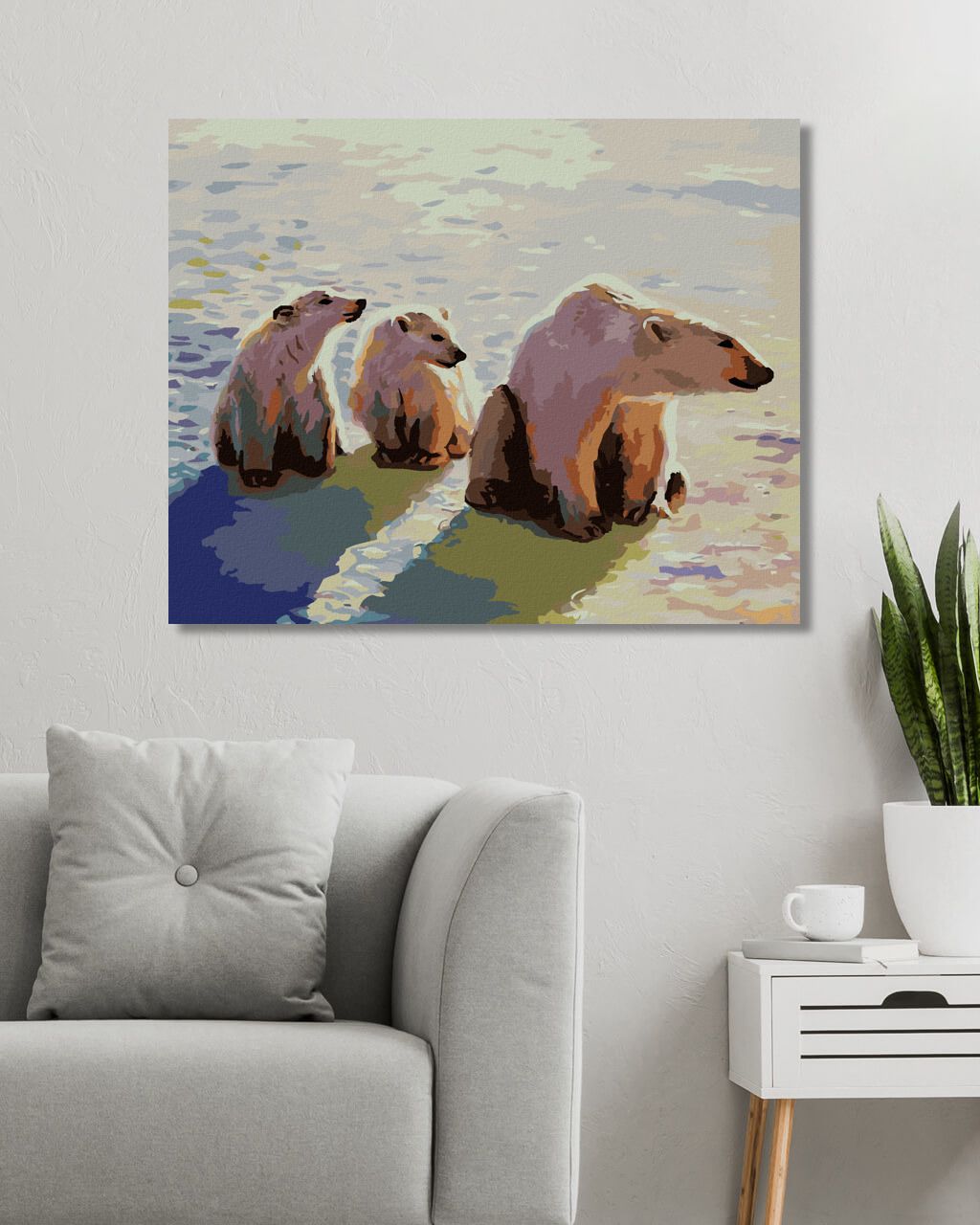 zuty Malování podle čísel - SEDÍCÍ LEDNÍ MEDVĚD (D. RUSTY RUST) - Rozměr: 40x50 cm, Rámování: Varianta: vypnuté plátno na rám - obrázek 3
