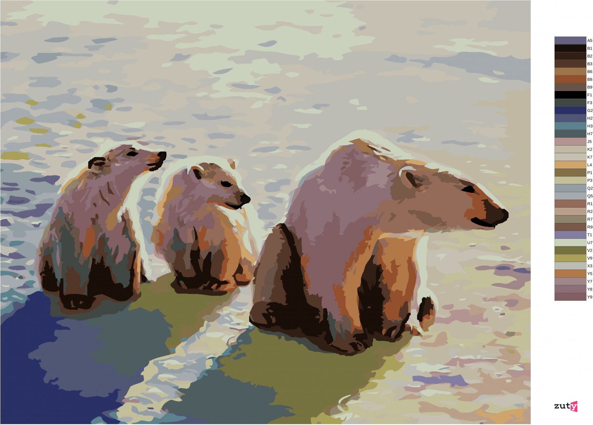 zuty Malování podle čísel - SEDÍCÍ LEDNÍ MEDVĚD (D. RUSTY RUST) - Rozměr: 40x50 cm, Rámování: Varianta: vypnuté plátno na rám - obrázek 6
