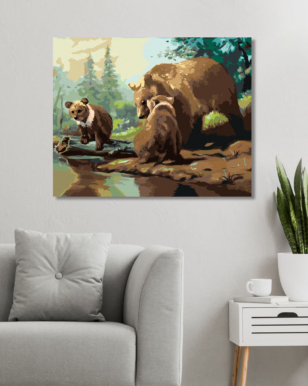 zuty Malování podle čísel - MEDVĚD S MEDVÍĎATY U ŘEKY (D. RUSTY RUST) - Rozměr: 40x50 cm, Rámování: Varianta: bez rámu a bez vypnutí plátna - obrázek 4