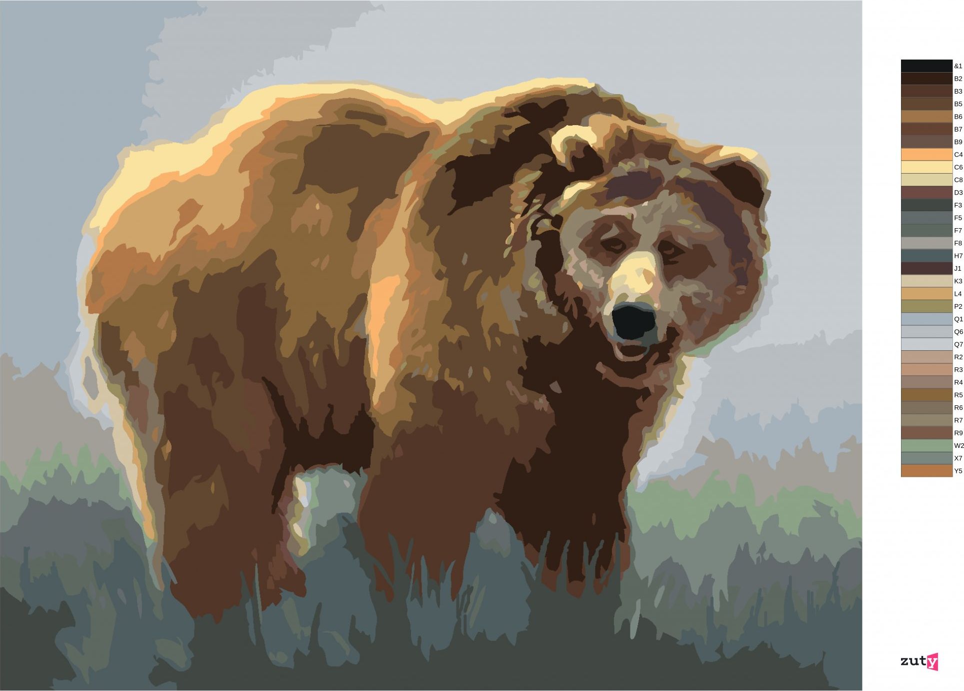 zuty Malování podle čísel - MEDVĚD V MLZE (D. RUSTY RUST) - Rozměr: 40x50 cm, Rámování: Varianta: bez rámu a bez vypnutí plátna - obrázek 3