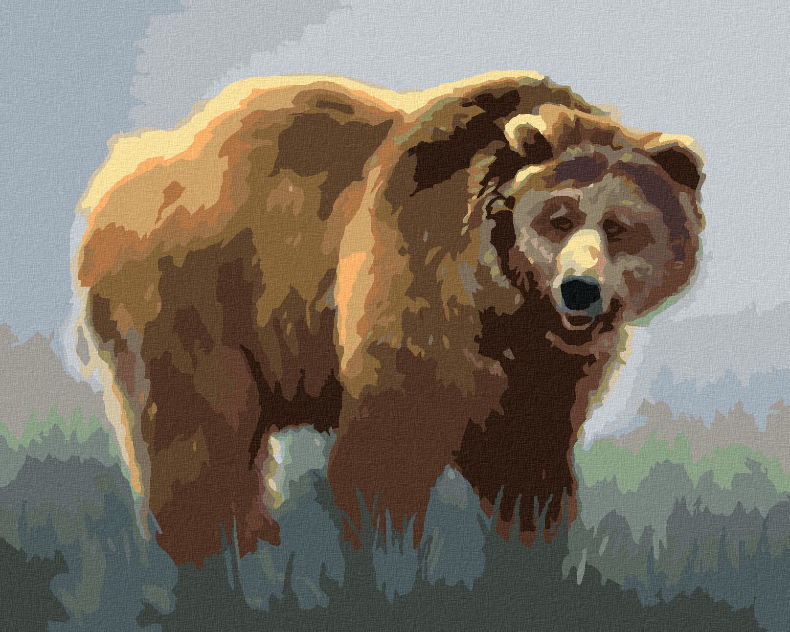zuty Malování podle čísel - MEDVĚD V MLZE (D. RUSTY RUST) - Rozměr: 40x50 cm, Rámování: Varianta: vypnuté plátno na rám - obrázek 1