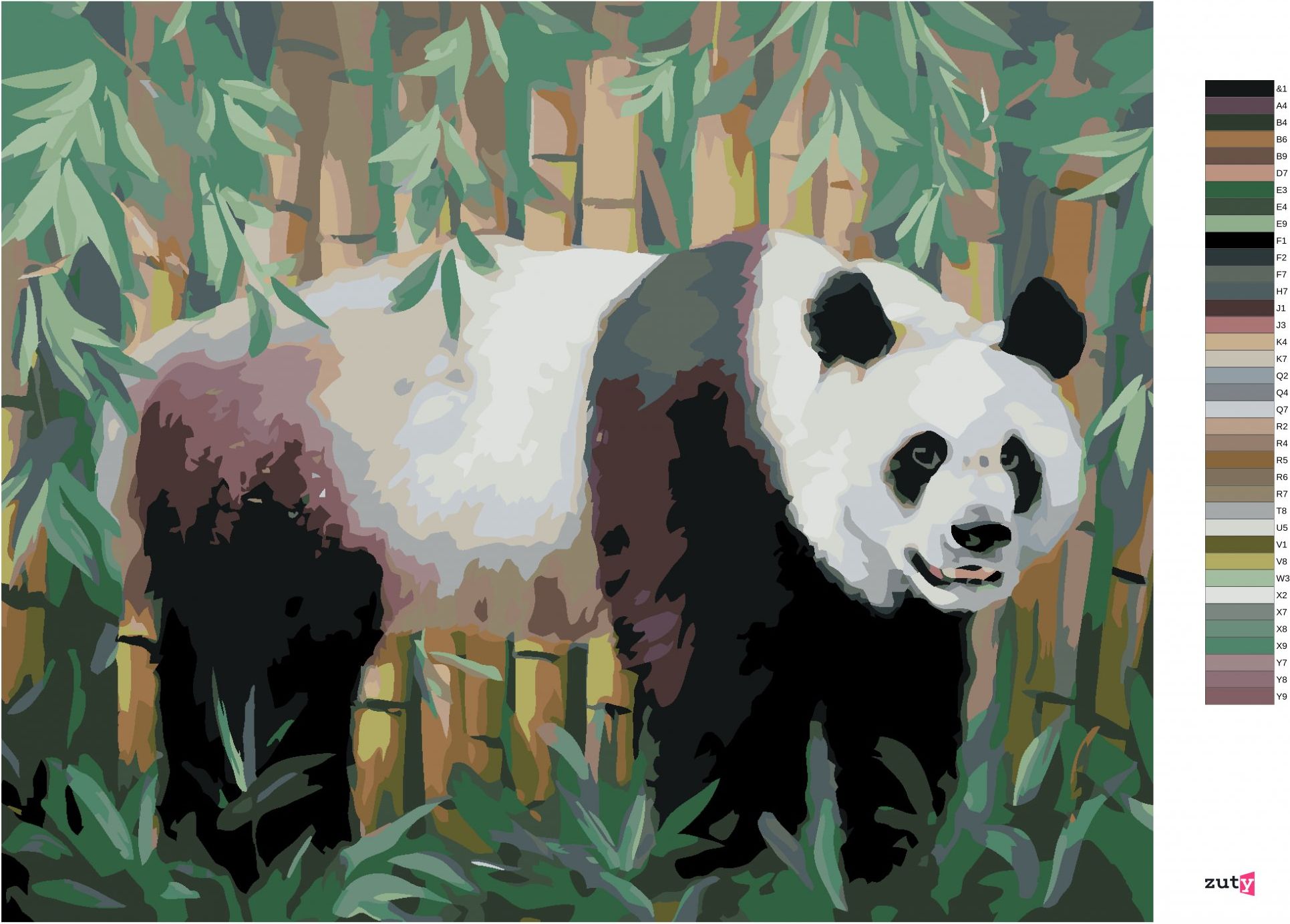 zuty Malování podle čísel - PANDA A BAMBUS (D. RUSTY RUST) - Rozměr: 40x50 cm, Rámování: Varianta: bez rámu a bez vypnutí plátna - obrázek 7