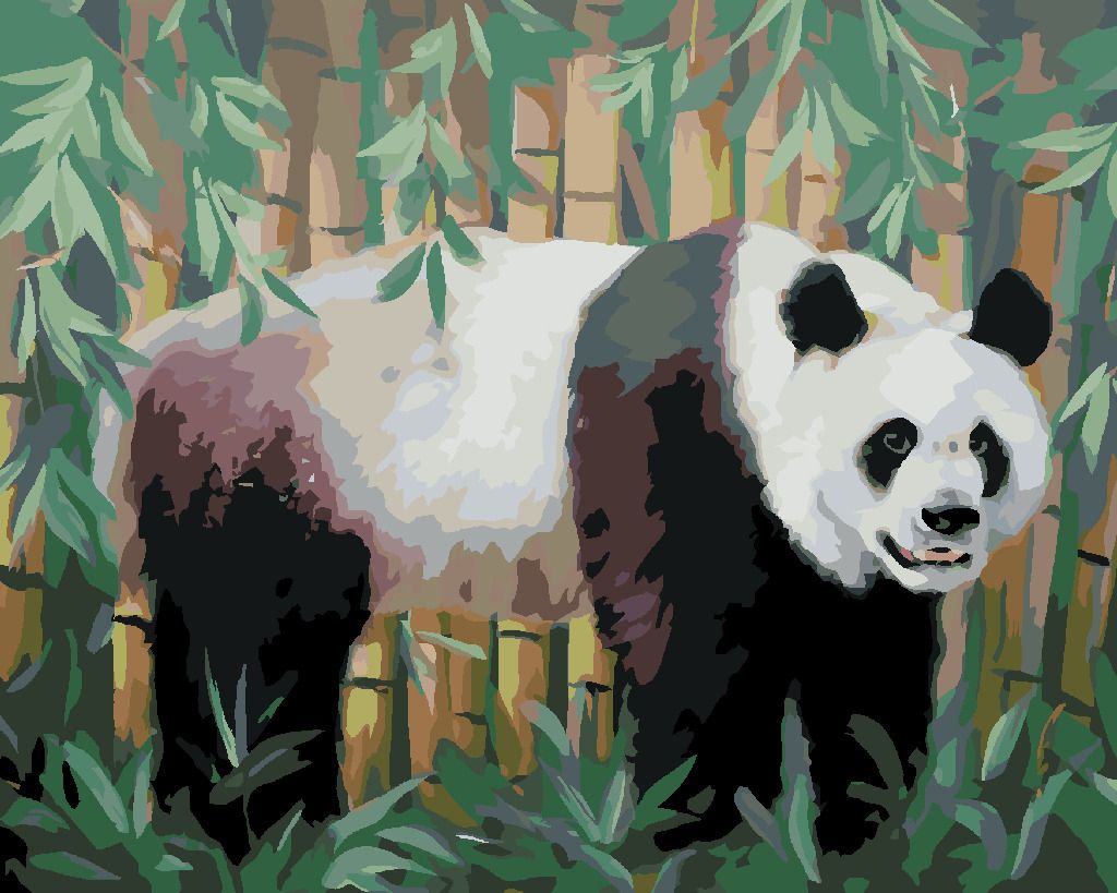 zuty Malování podle čísel - PANDA A BAMBUS (D. RUSTY RUST) - Rozměr: 40x50 cm, Rámování: Varianta: vypnuté plátno na rám - obrázek 5