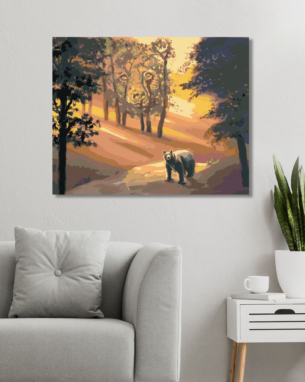 zuty Malování podle čísel - MEDVĚD V LESE A ZÁPAD SLUNCE (D. RUSTY RUST) - Rozměr: 40x50 cm, Rámování: Varianta: vypnuté plátno na rám - obrázek 8
