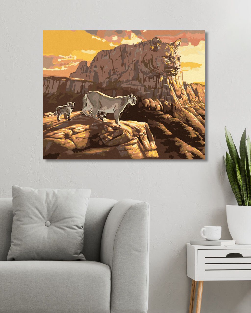 zuty Malování podle čísel - PUMA, SKÁLY A ZÁPAD SLUNCE (D. RUSTY RUST) - Rozměr: 40x50 cm, Rámování: Varianta: bez rámu a bez vypnutí plátna - obrázek 3
