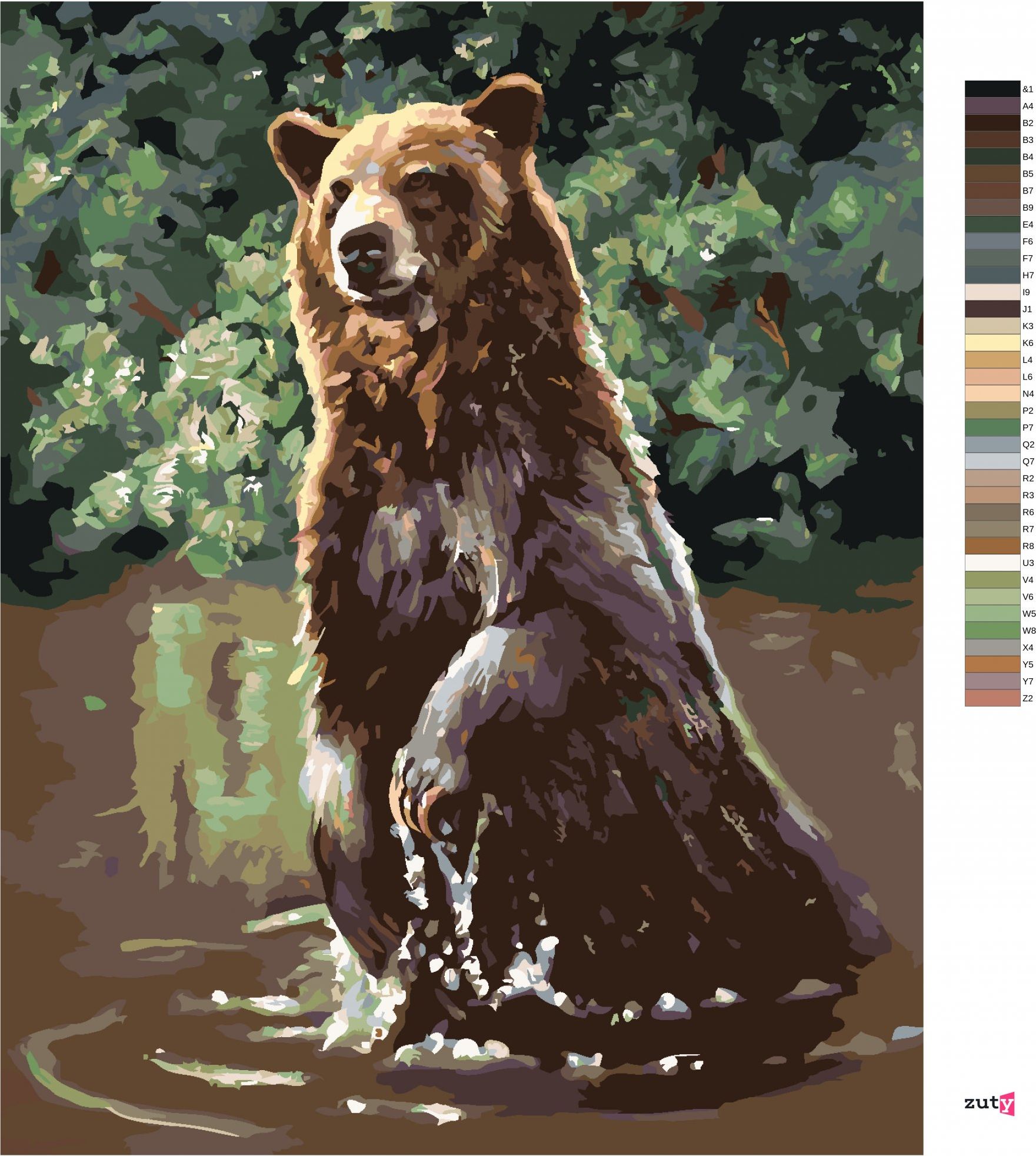 zuty Malování podle čísel - MEDVĚD VE VODĚ (D. RUSTY RUST) - Rozměr: 40x50 cm, Rámování: Varianta: bez rámu a bez vypnutí plátna - obrázek 9