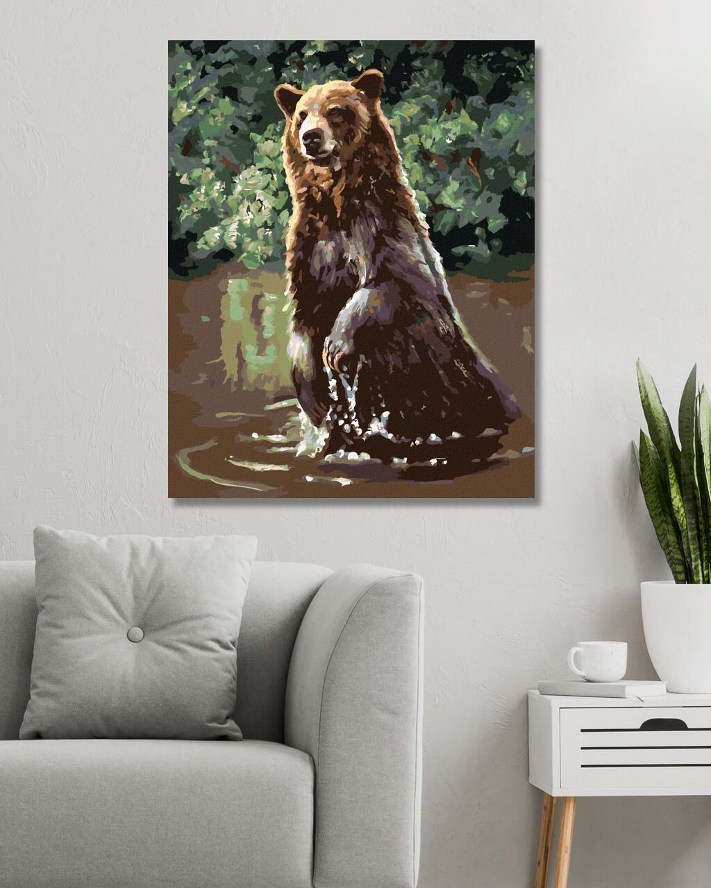 zuty Malování podle čísel - MEDVĚD VE VODĚ (D. RUSTY RUST) - Rozměr: 40x50 cm, Rámování: Varianta: vypnuté plátno na rám - obrázek 4