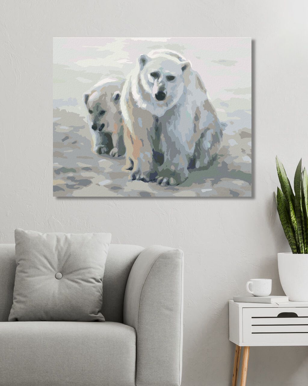 zuty Malování podle čísel - LEDNÍ MEDVĚD S MLÁDĚTEM (D. RUSTY RUST) - Rozměr: 40x50 cm, Rámování: Varianta: vypnuté plátno na rám - obrázek 5
