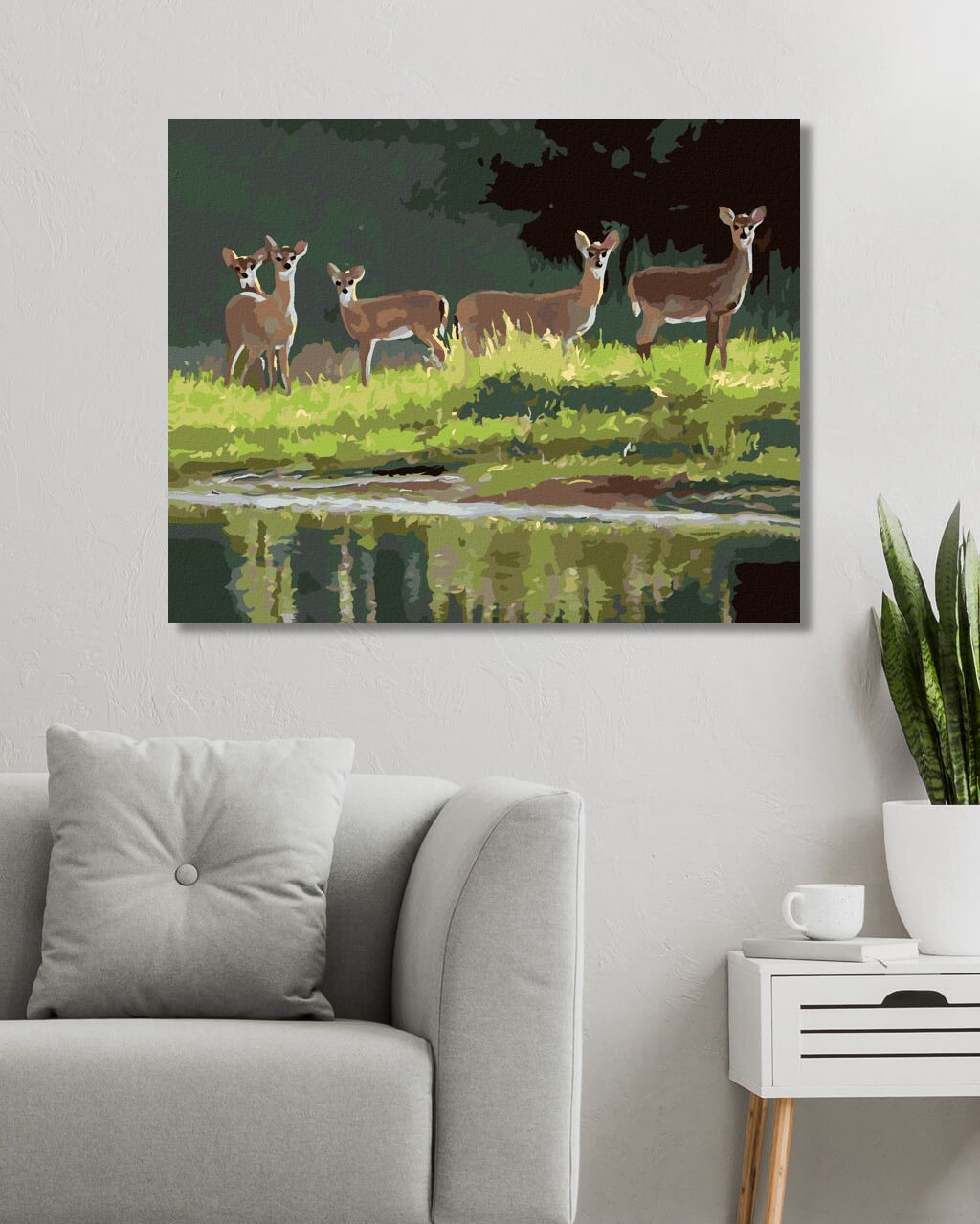 zuty Malování podle čísel - SRNY U JEZERA (D. RUSTY RUST) - Rozměr: 40x50 cm, Rámování: Varianta: bez rámu a bez vypnutí plátna - obrázek 6