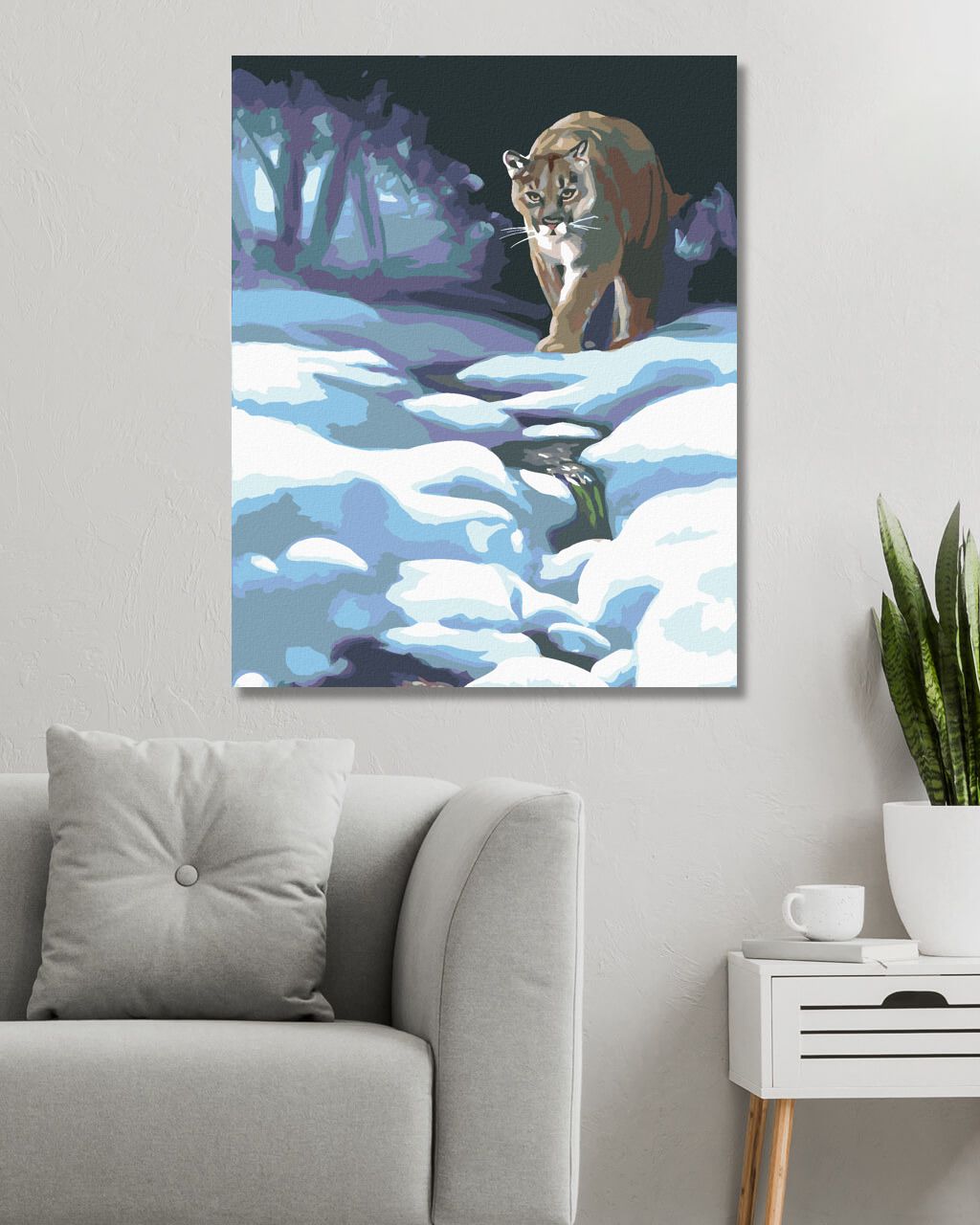 zuty Malování podle čísel - PUMA VE SNĚHU (D. RUSTY RUST) - Rozměr: 40x50 cm, Rámování: Varianta: vypnuté plátno na rám - obrázek 5