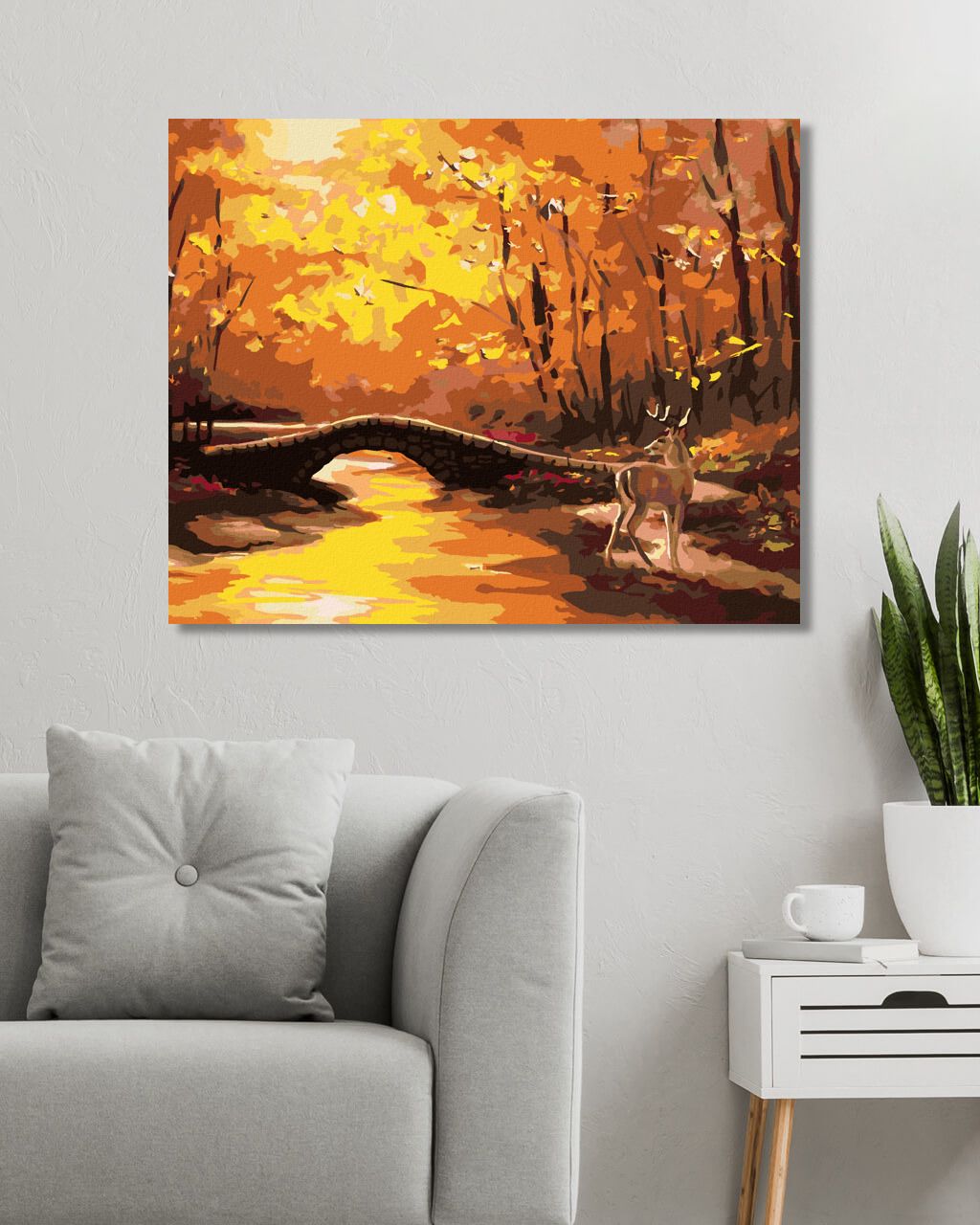 zuty Malování podle čísel - JELEN A KAMENNÝ MOST NA PODZIM (D. RUSTY RUST) - Rozměr: 40x50 cm, Rámování: Varianta: vypnuté plátno na rám - obrázek 6