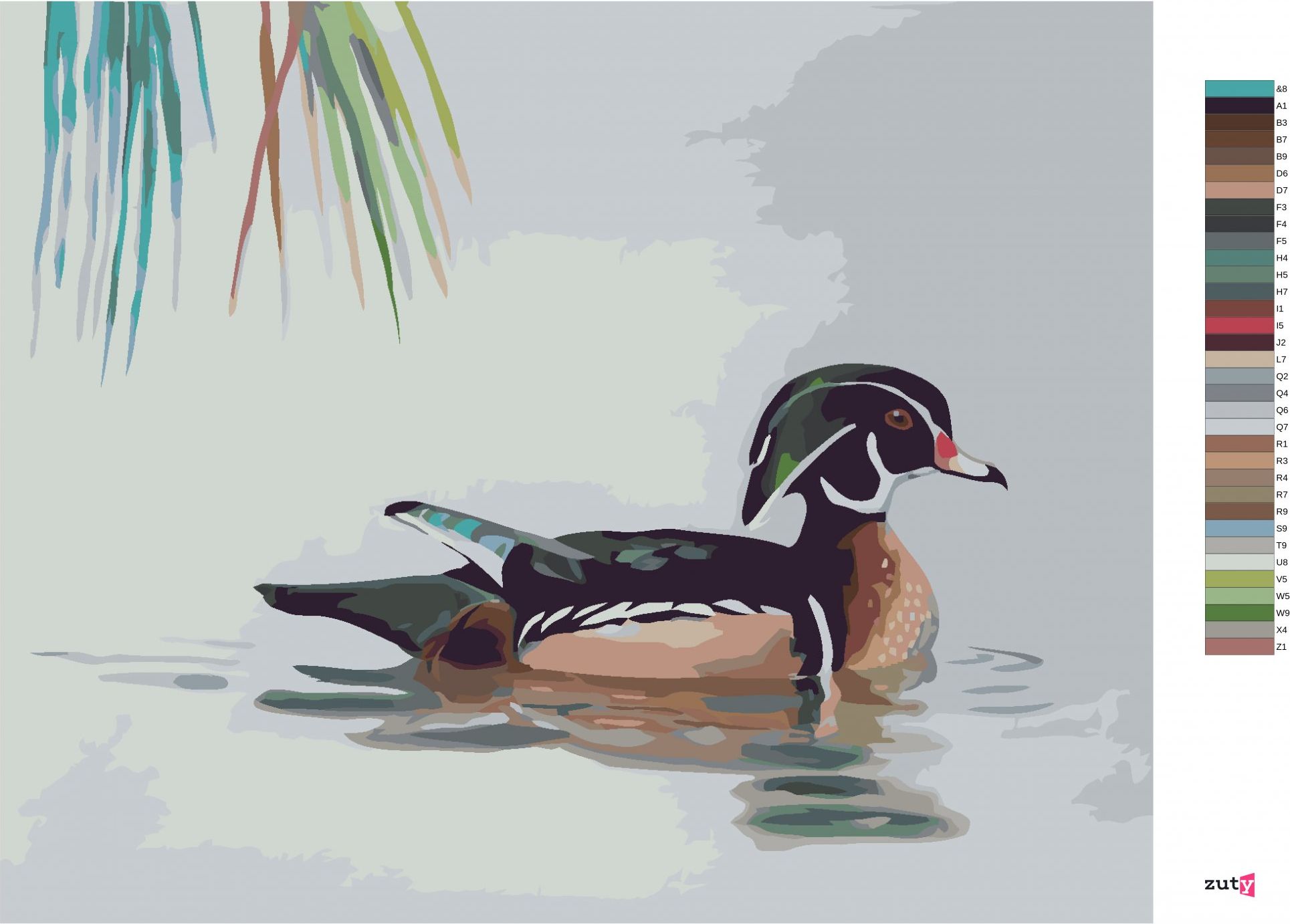 zuty Malování podle čísel - KACHNA NA VODĚ (D. RUSTY RUST) - Rozměr: 40x50 cm, Rámování: Varianta: bez rámu a bez vypnutí plátna - obrázek 20