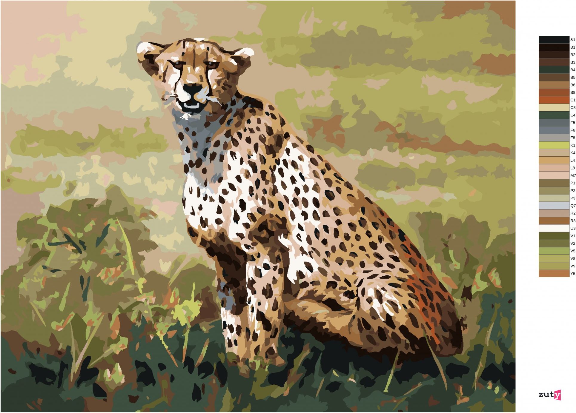 zuty Malování podle čísel - SEDÍCÍ GEPARD (D. RUSTY RUST) - Rozměr: 40x50 cm, Rámování: Varianta: vypnuté plátno na rám - obrázek 6