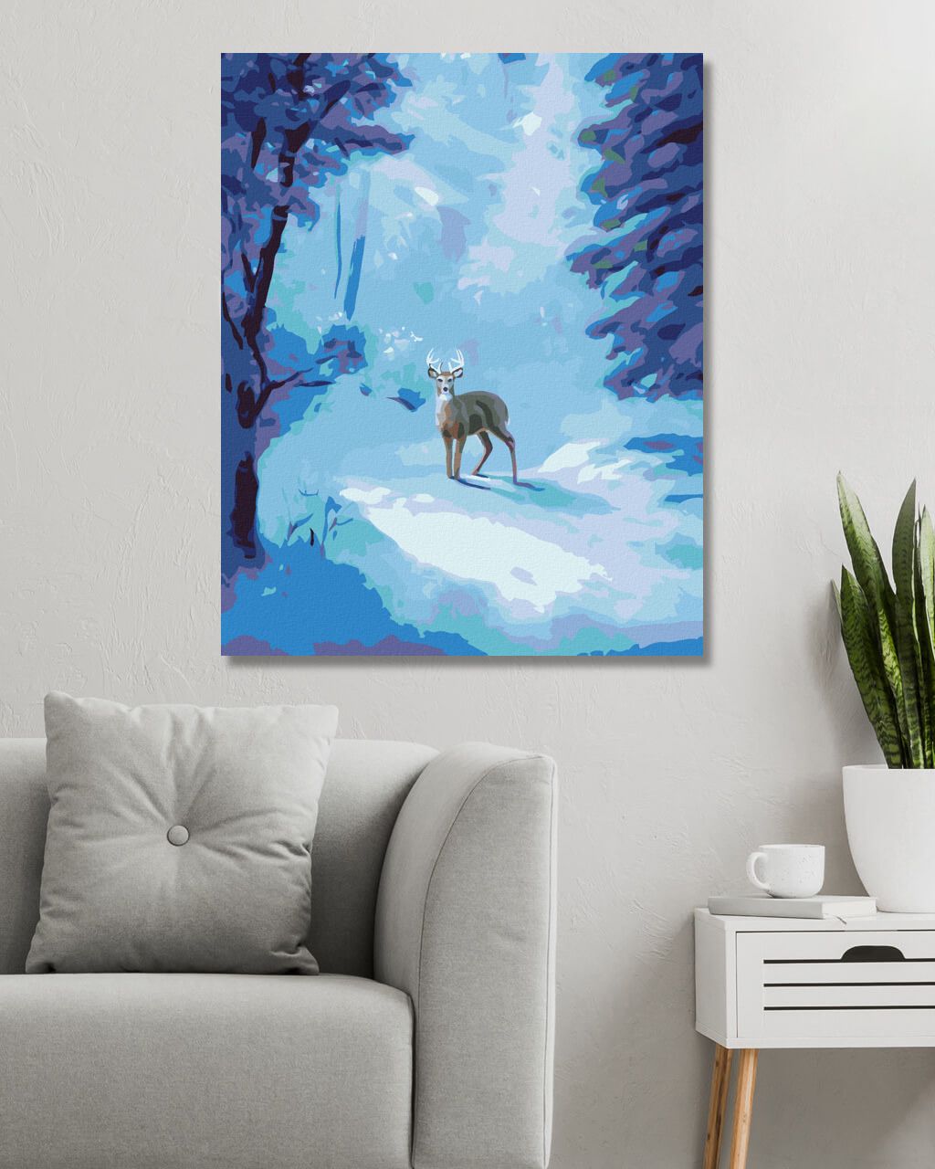 zuty Malování podle čísel - JELEN A TAJEMNÝ ZIMNÍ LES (D. RUSTY RUST) - Rozměr: 40x50 cm, Rámování: Varianta: vypnuté plátno na rám - obrázek 5