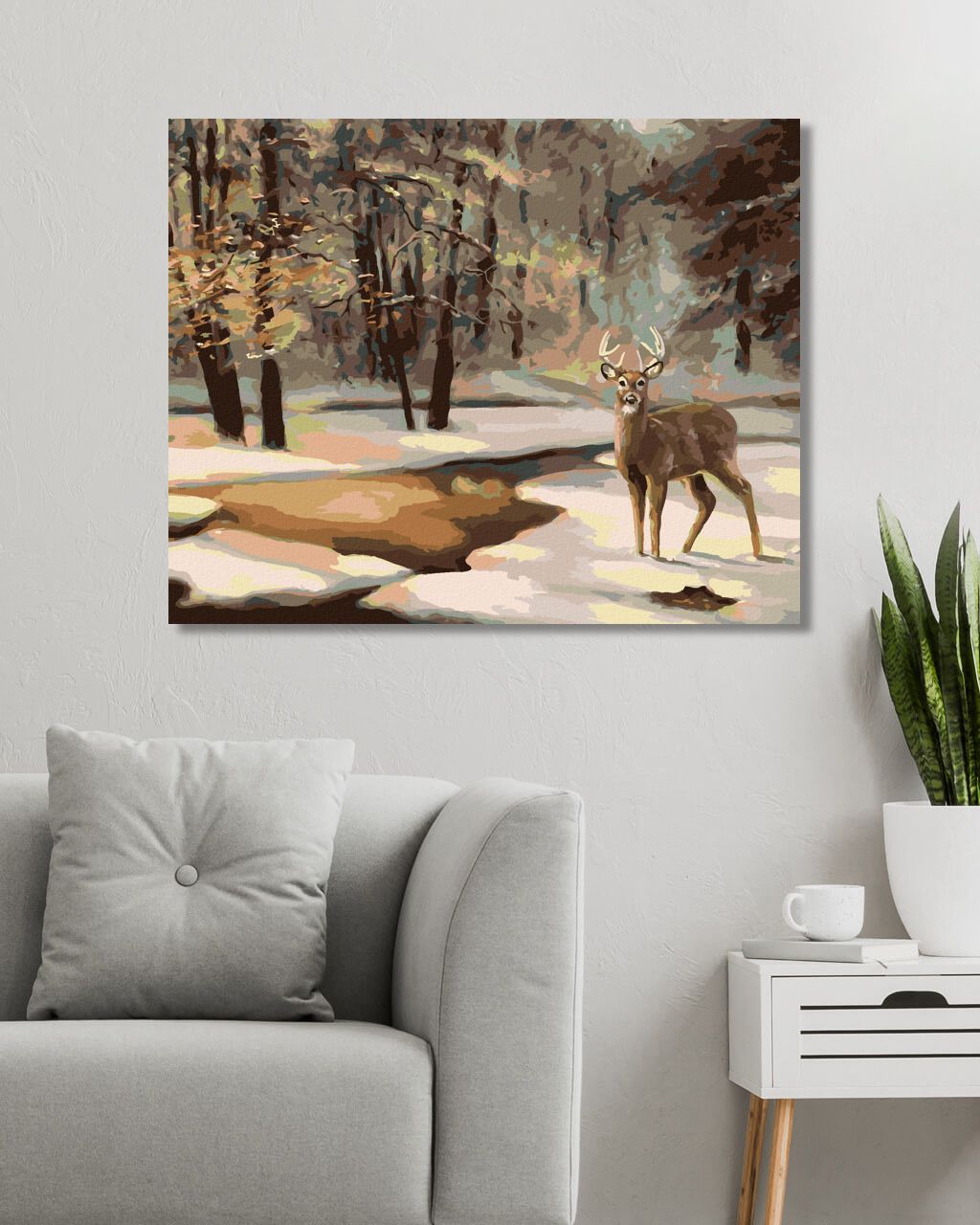 zuty Malování podle čísel - JELEN A ZAMRZLÝ POTOK (D. RUSTY RUST) - Rozměr: 40x50 cm, Rámování: Varianta: bez rámu a bez vypnutí plátna - obrázek 5