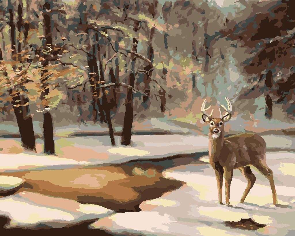zuty Malování podle čísel - JELEN A ZAMRZLÝ POTOK (D. RUSTY RUST) - Rozměr: 40x50 cm, Rámování: Varianta: bez rámu a bez vypnutí plátna - obrázek 6
