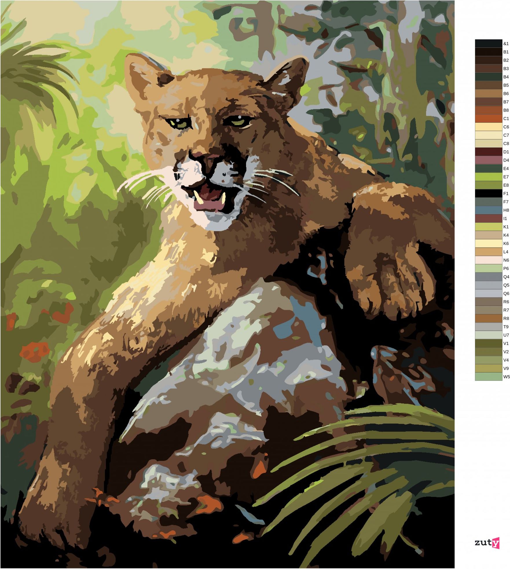 zuty Malování podle čísel - PUMA LEŽÍCÍ NA KAMENI (D. RUSTY RUST) - Rozměr: 40x50 cm, Rámování: Varianta: vypnuté plátno na rám - obrázek 3