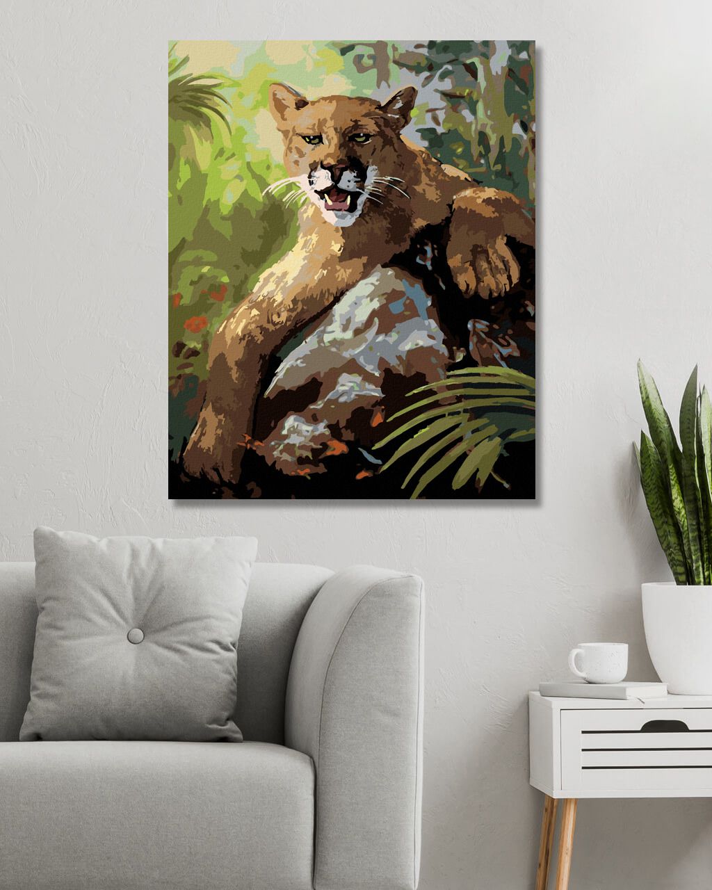 zuty Malování podle čísel - PUMA LEŽÍCÍ NA KAMENI (D. RUSTY RUST) - Rozměr: 40x50 cm, Rámování: Varianta: vypnuté plátno na rám - obrázek 4