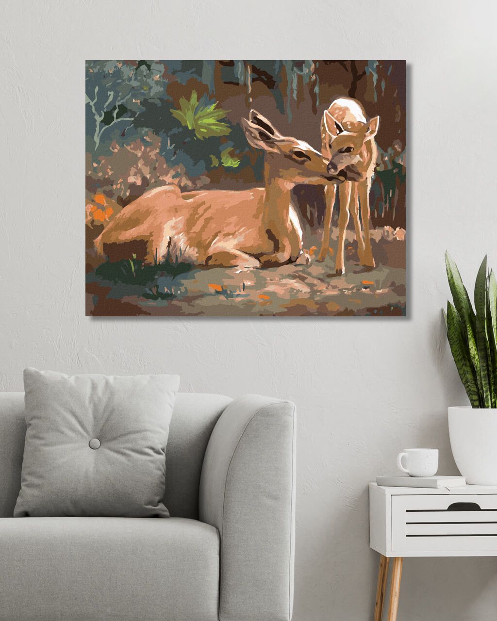 zuty Malování podle čísel - LEŽÍCÍ SRNA A KOLOUCH (D. RUSTY RUST) - Rozměr: 40x50 cm, Rámování: Varianta: bez rámu a bez vypnutí plátna - obrázek 2
