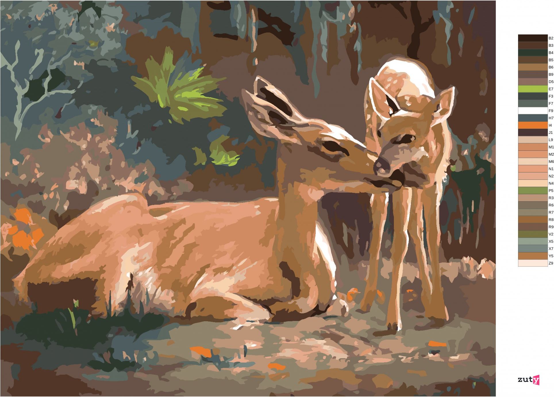 zuty Malování podle čísel - LEŽÍCÍ SRNA A KOLOUCH (D. RUSTY RUST) - Rozměr: 40x50 cm, Rámování: Varianta: bez rámu a bez vypnutí plátna - obrázek 10
