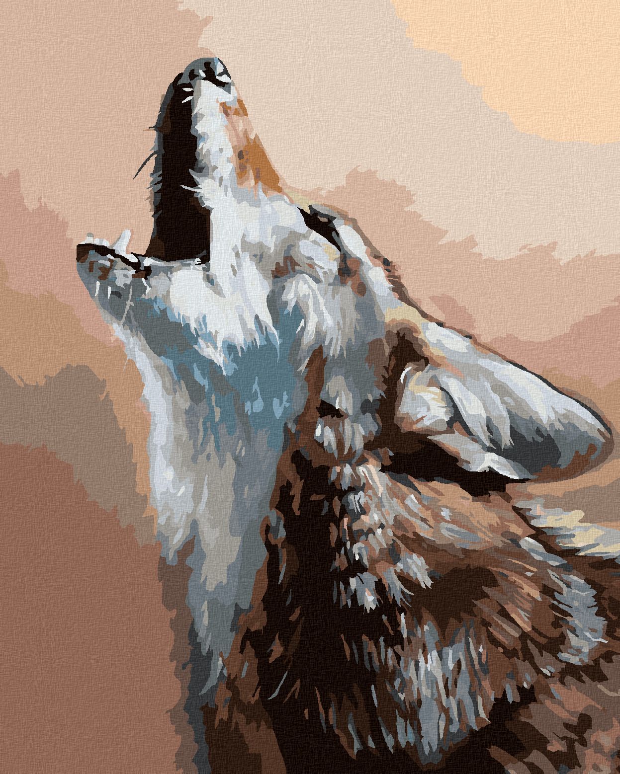 zuty Malování podle čísel - PORTRÉT VYJÍCÍ KOJOT (D. RUSTY RUST) - Rozměr: 40x50 cm, Rámování: Varianta: bez rámu a bez vypnutí plátna - obrázek 1