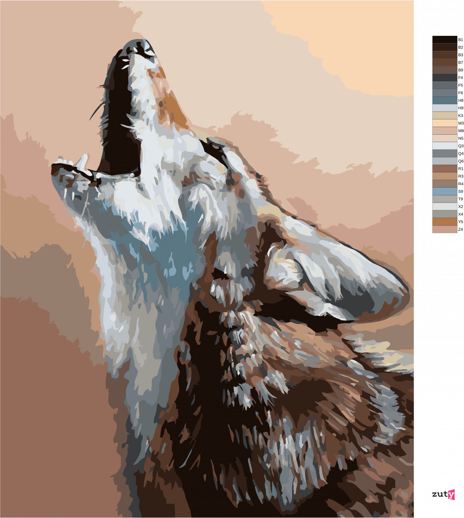 zuty Malování podle čísel - PORTRÉT VYJÍCÍ KOJOT (D. RUSTY RUST) - Rozměr: 40x50 cm, Rámování: Varianta: bez rámu a bez vypnutí plátna - obrázek 4