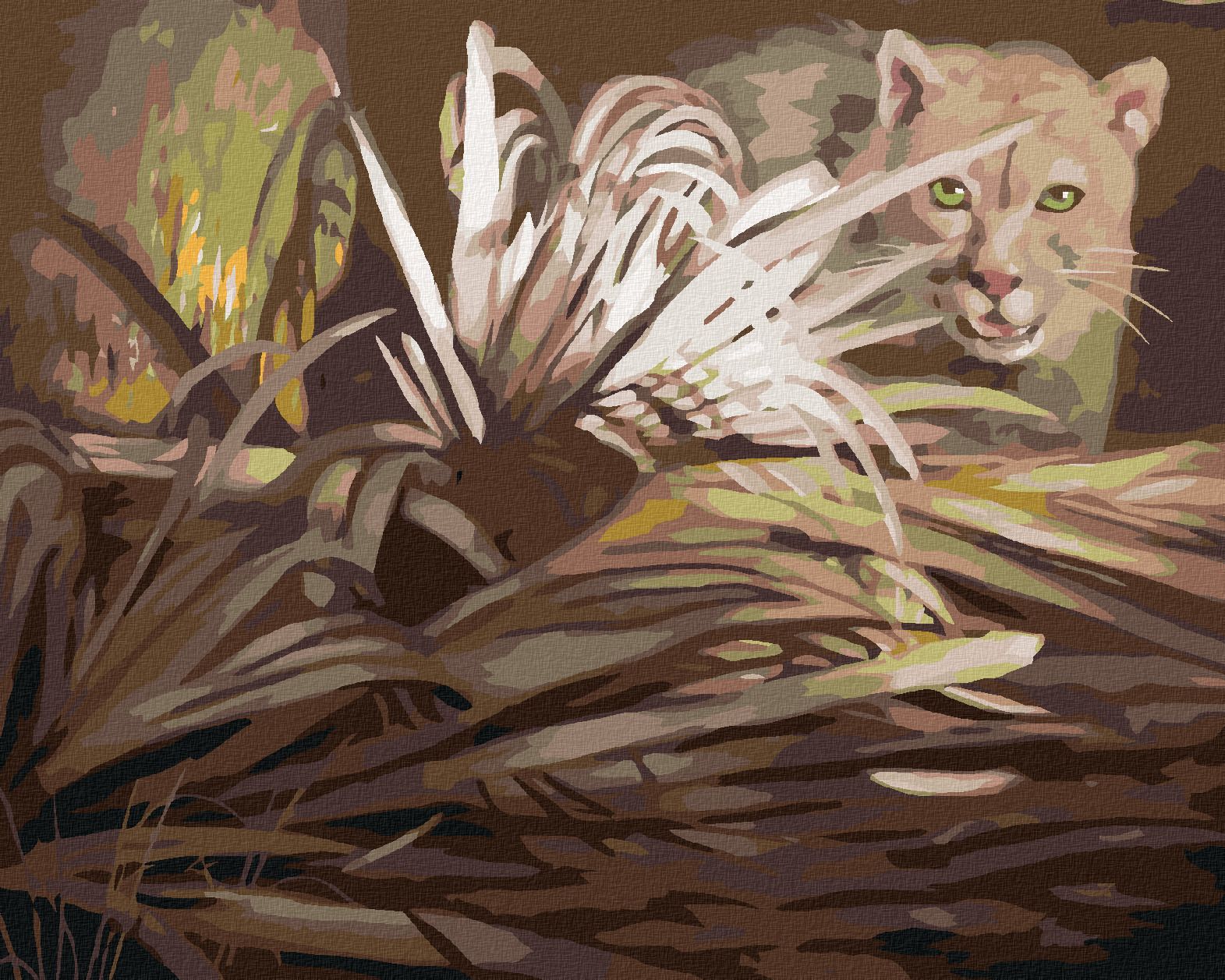 zuty Malování podle čísel - PUMA A LISTY (D. RUSTY RUST) - Rozměr: 40x50 cm, Rámování: Varianta: bez rámu a bez vypnutí plátna - obrázek 1