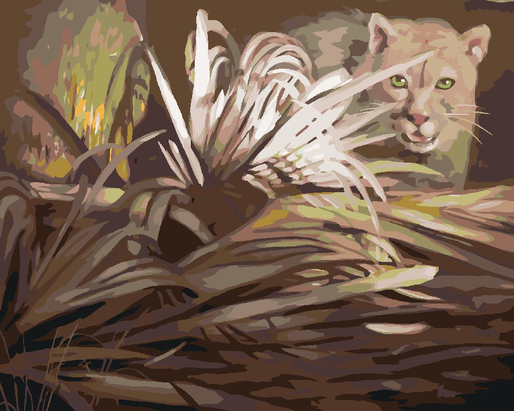 zuty Malování podle čísel - PUMA A LISTY (D. RUSTY RUST) - Rozměr: 40x50 cm, Rámování: Varianta: bez rámu a bez vypnutí plátna - obrázek 6
