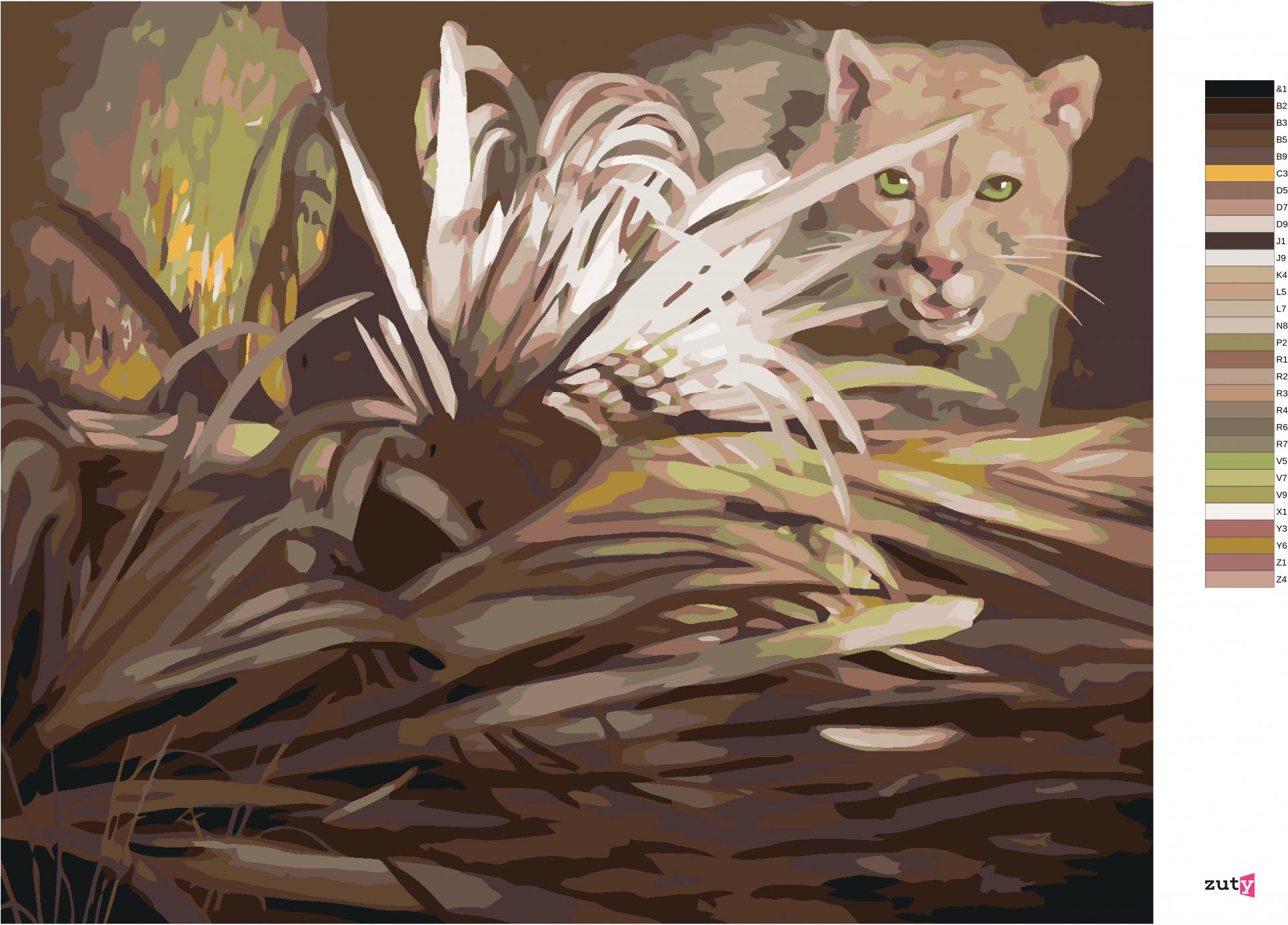 zuty Malování podle čísel - PUMA A LISTY (D. RUSTY RUST) - Rozměr: 40x50 cm, Rámování: Varianta: bez rámu a bez vypnutí plátna - obrázek 10