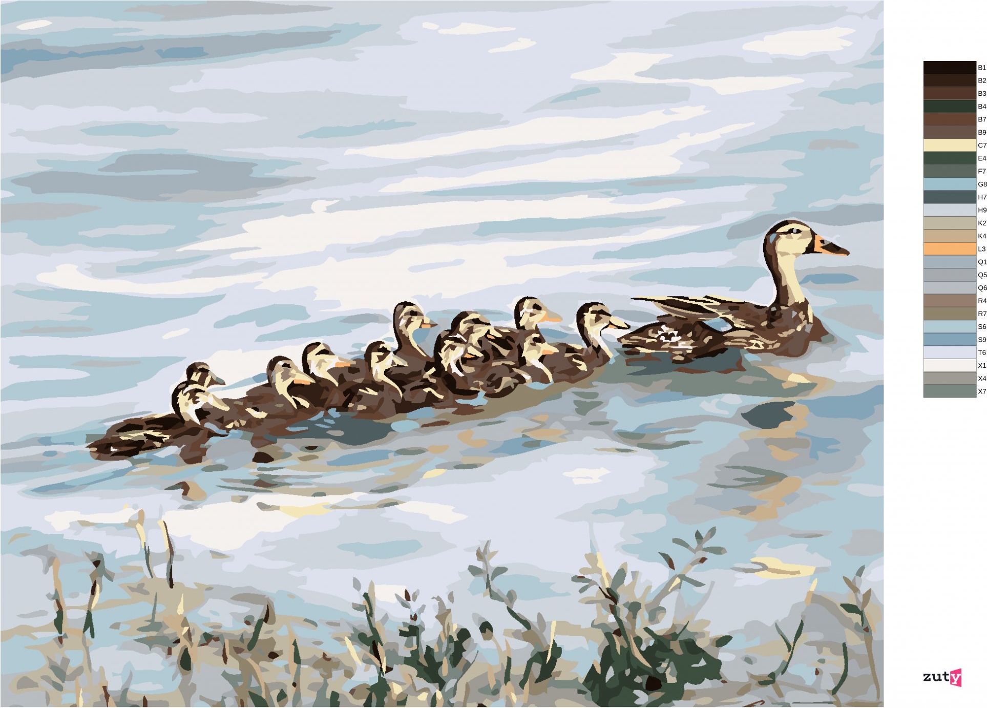 zuty Malování podle čísel - KACHNA S MLÁĎATY (D. RUSTY RUST) - Rozměr: 40x50 cm, Rámování: Varianta: vypnuté plátno na rám - obrázek 3
