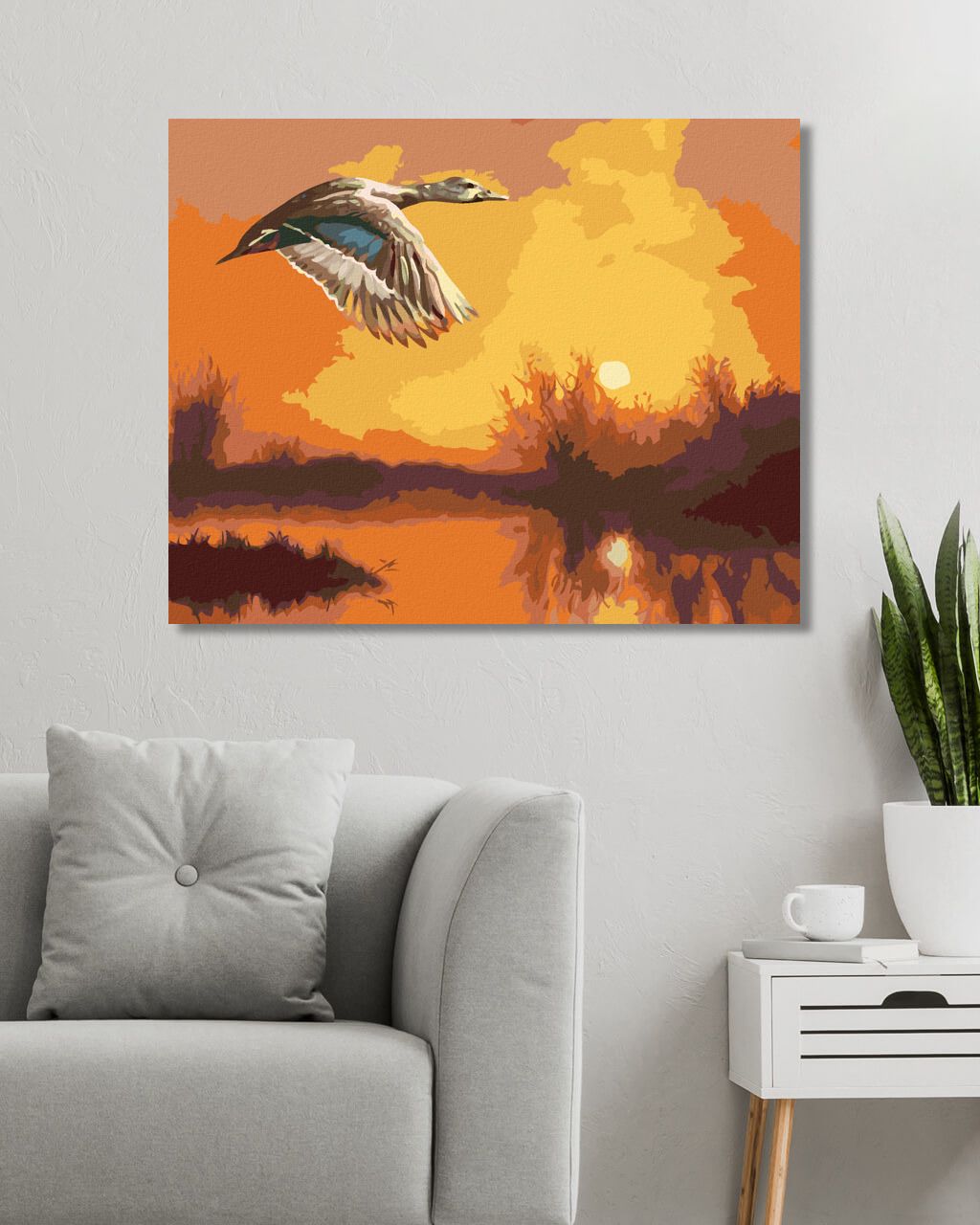 zuty Malování podle čísel - LETÍCÍ KACHNA A ZÁPAD SLUNCE (D. RUSTY RUST) - Rozměr: 40x50 cm, Rámování: Varianta: bez rámu a bez vypnutí plátna - obrázek 5