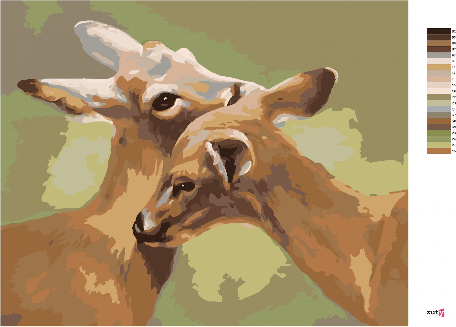 zuty Malování podle čísel - SRNY (D. RUSTY RUST) - Rozměr: 40x50 cm, Rámování: Varianta: bez rámu a bez vypnutí plátna - obrázek 6
