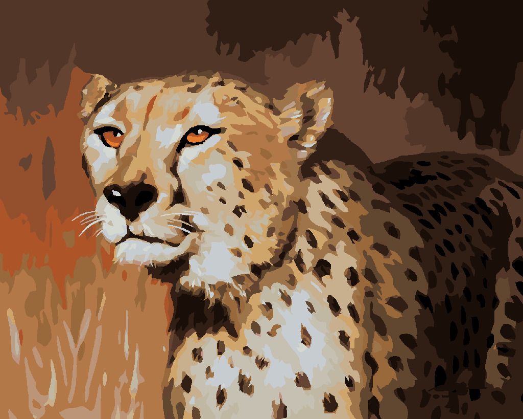 zuty Malování podle čísel - POHLED GEPARDA (D. RUSTY RUST) - Rozměr: 40x50 cm, Rámování: Varianta: bez rámu a bez vypnutí plátna - obrázek 2