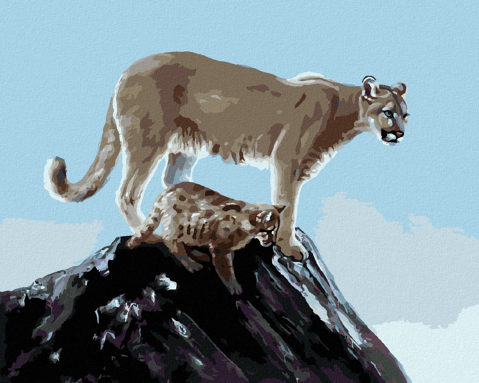 zuty Malování podle čísel - PUMA S MLÁDĚTEM (D. RUSTY RUST) - Rozměr: 40x50 cm, Rámování: Varianta: bez rámu a bez vypnutí plátna - obrázek 1