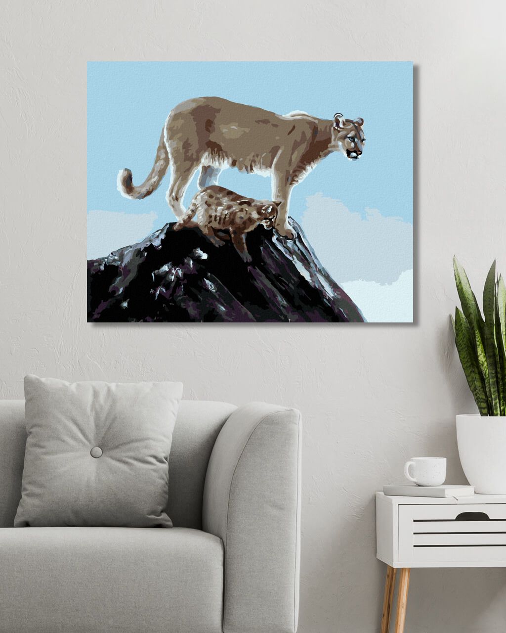 zuty Malování podle čísel - PUMA S MLÁDĚTEM (D. RUSTY RUST) - Rozměr: 40x50 cm, Rámování: Varianta: vypnuté plátno na rám - obrázek 4