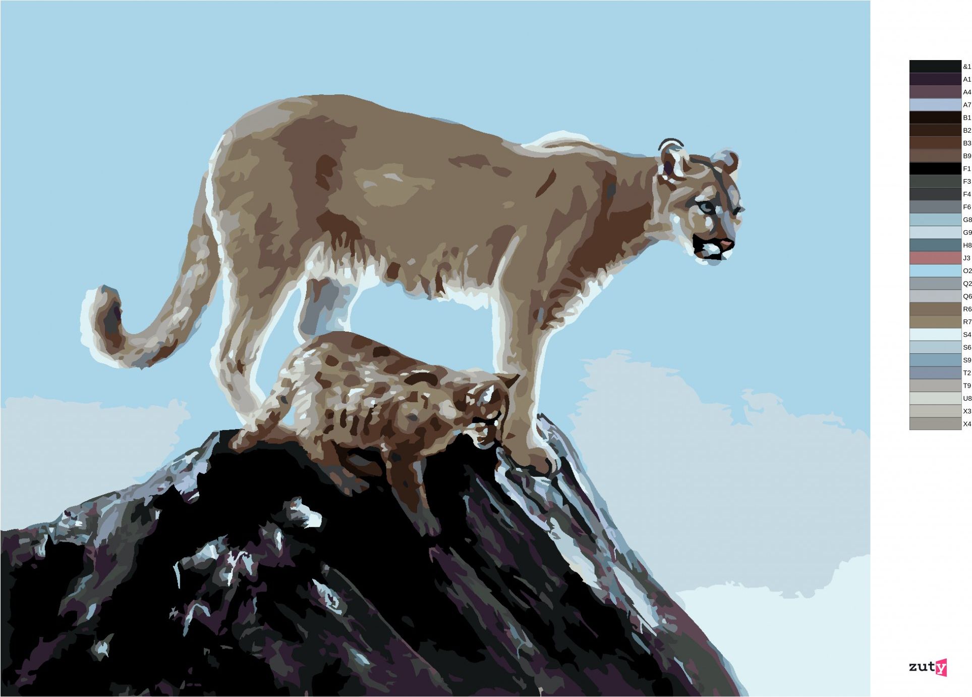 zuty Malování podle čísel - PUMA S MLÁDĚTEM (D. RUSTY RUST) - Rozměr: 40x50 cm, Rámování: Varianta: vypnuté plátno na rám - obrázek 7