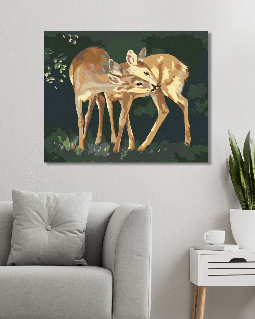 zuty Malování podle čísel - SRNY A POLIBEK (D. RUSTY RUST) - Rozměr: 40x50 cm, Rámování: Varianta: vypnuté plátno na rám - obrázek 7