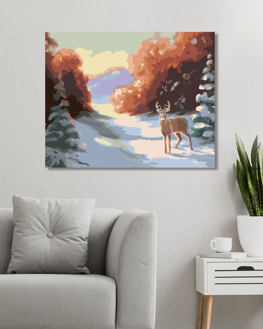 zuty Malování podle čísel - JELEN A ZASNĚŽENÉ SMRKY V LESE (D. RUSTY RUST) - Rozměr: 40x50 cm, Rámování: Varianta: bez rámu a bez vypnutí plátna - obrázek 3