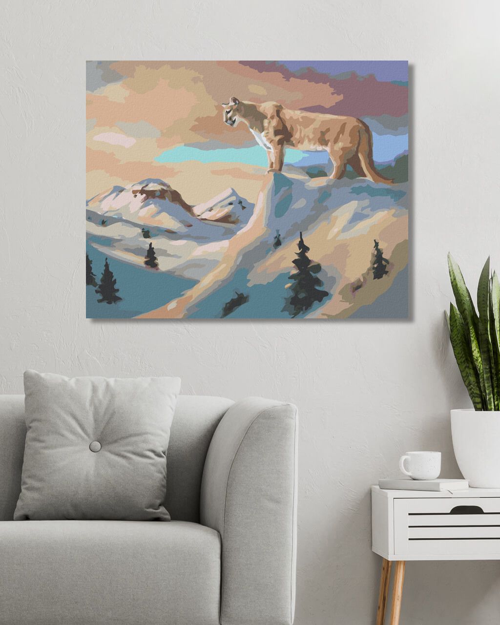 zuty Malování podle čísel - PUMA NA SKÁLE A ZASNĚŽENÉ HORY (D. RUSTY RUST) - Rozměr: 40x50 cm, Rámování: Varianta: vypnuté plátno na rám - obrázek 5