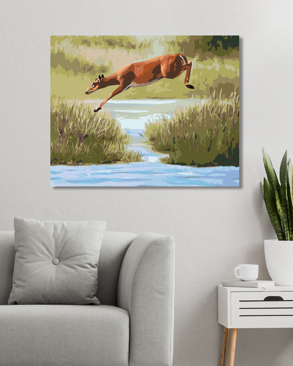 zuty Malování podle čísel - SRNA SKÁKAJÍCÍ PŘES VODU (D. RUSTY RUST) - Rozměr: 40x50 cm, Rámování: Varianta: vypnuté plátno na rám - obrázek 4