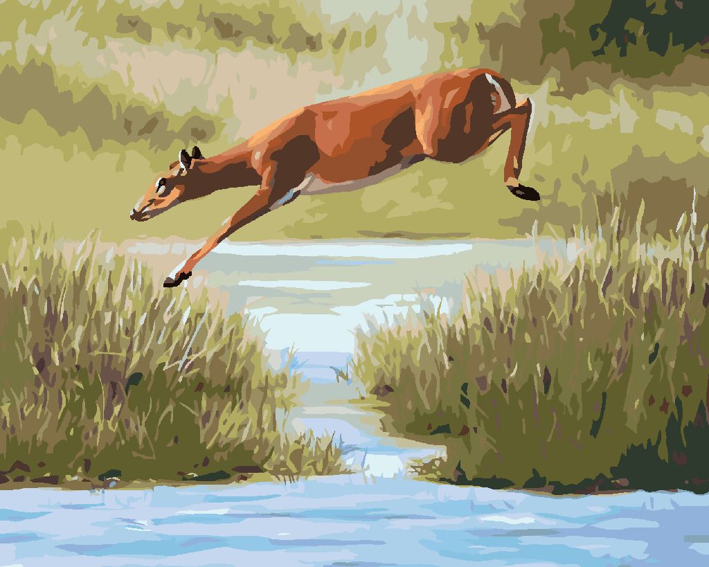 zuty Malování podle čísel - SRNA SKÁKAJÍCÍ PŘES VODU (D. RUSTY RUST) - Rozměr: 40x50 cm, Rámování: Varianta: vypnuté plátno na rám - obrázek 8