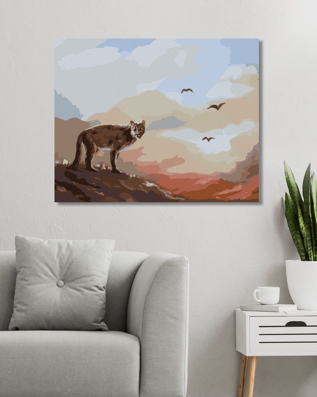 zuty Malování podle čísel - PUMA, PTÁCI A ZÁPAD SLUNCE (D. RUSTY RUST) - Rozměr: 40x50 cm, Rámování: Varianta: bez rámu a bez vypnutí plátna - obrázek 6