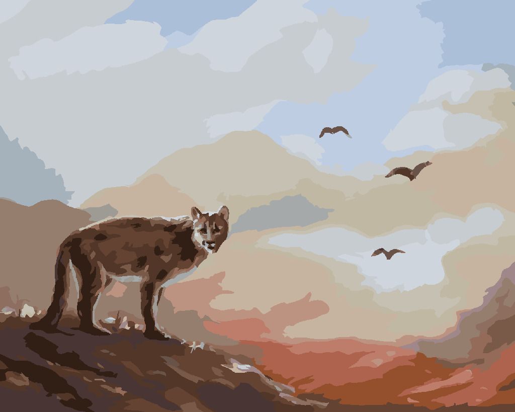 zuty Malování podle čísel - PUMA, PTÁCI A ZÁPAD SLUNCE (D. RUSTY RUST) - Rozměr: 40x50 cm, Rámování: Varianta: bez rámu a bez vypnutí plátna - obrázek 8