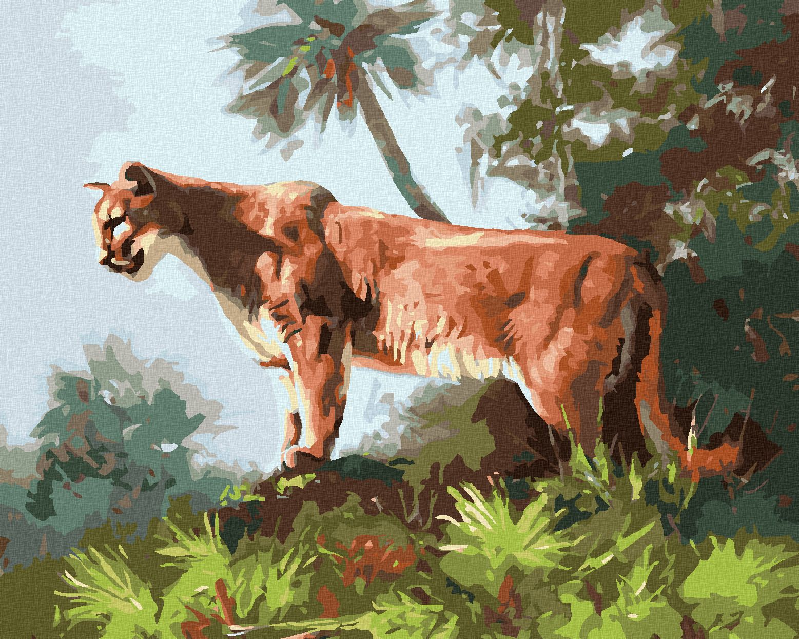 zuty Malování podle čísel - PUMA V DŽUNGLI (D. RUSTY RUST) - Rozměr: 40x50 cm, Rámování: Varianta: vypnuté plátno na rám - obrázek 1