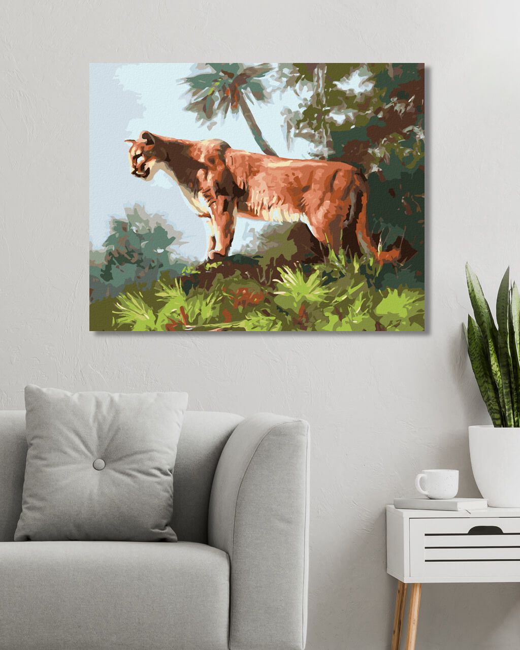 zuty Malování podle čísel - PUMA V DŽUNGLI (D. RUSTY RUST) - Rozměr: 40x50 cm, Rámování: Varianta: vypnuté plátno na rám - obrázek 3
