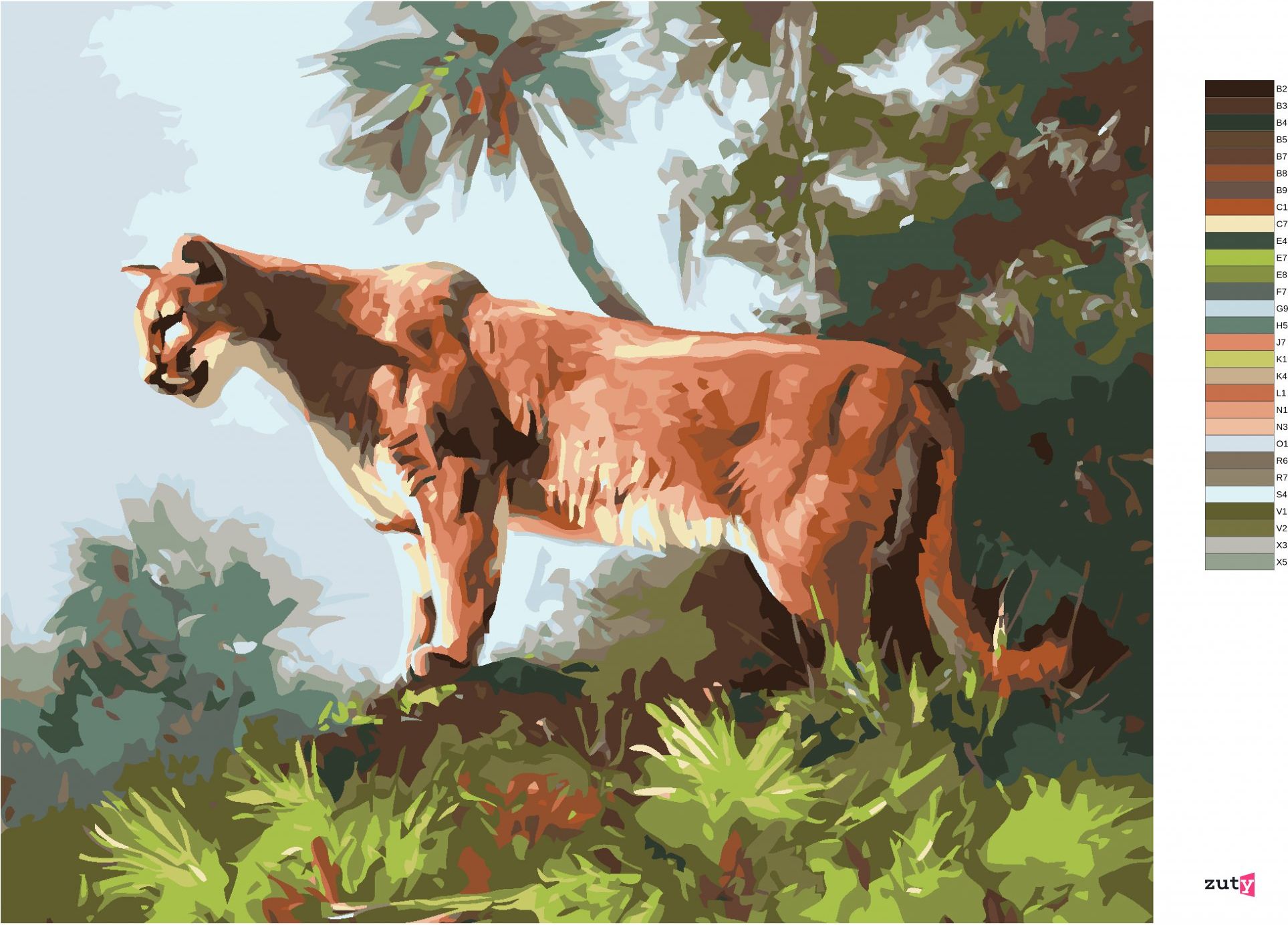 zuty Malování podle čísel - PUMA V DŽUNGLI (D. RUSTY RUST) - Rozměr: 40x50 cm, Rámování: Varianta: vypnuté plátno na rám - obrázek 10