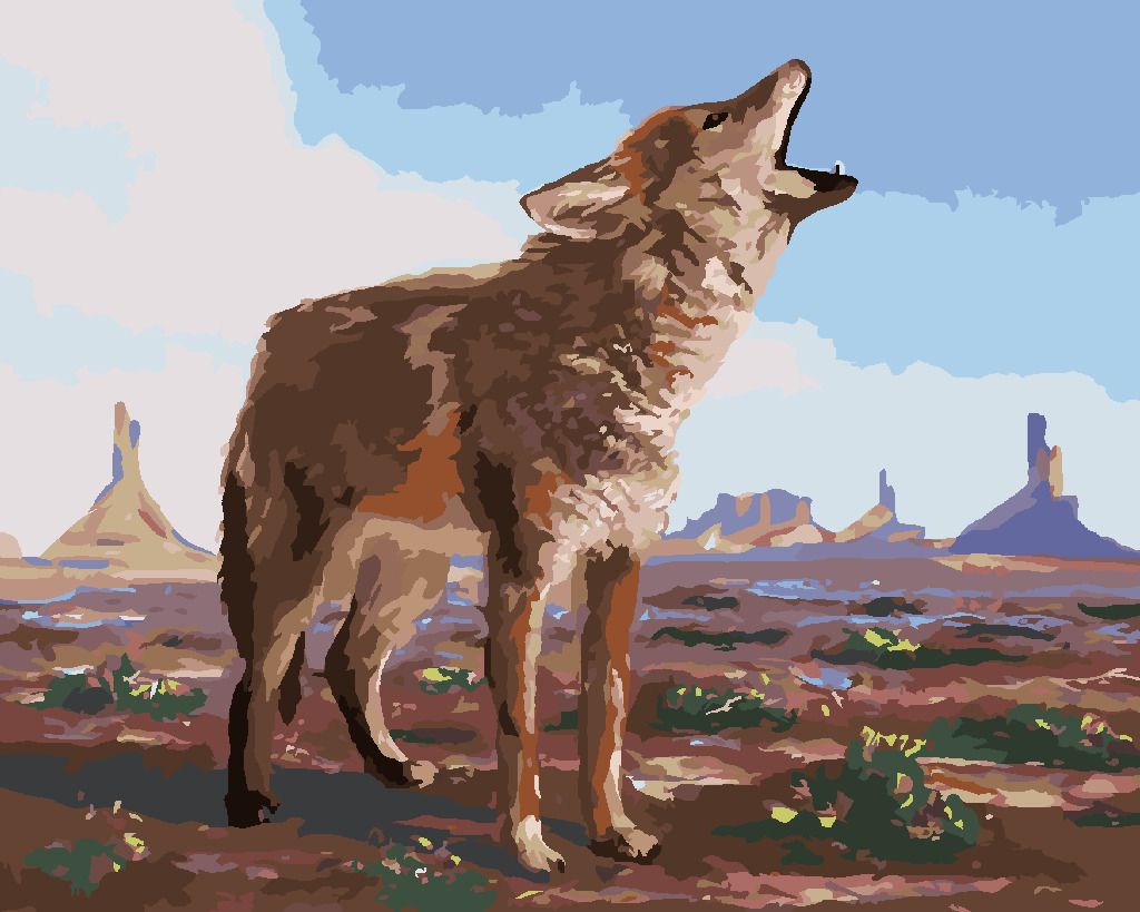 zuty Malování podle čísel - VYJÍCÍ KOJOT (D. RUSTY RUST) - Rozměr: 40x50 cm, Rámování: Varianta: vypnuté plátno na rám - obrázek 3