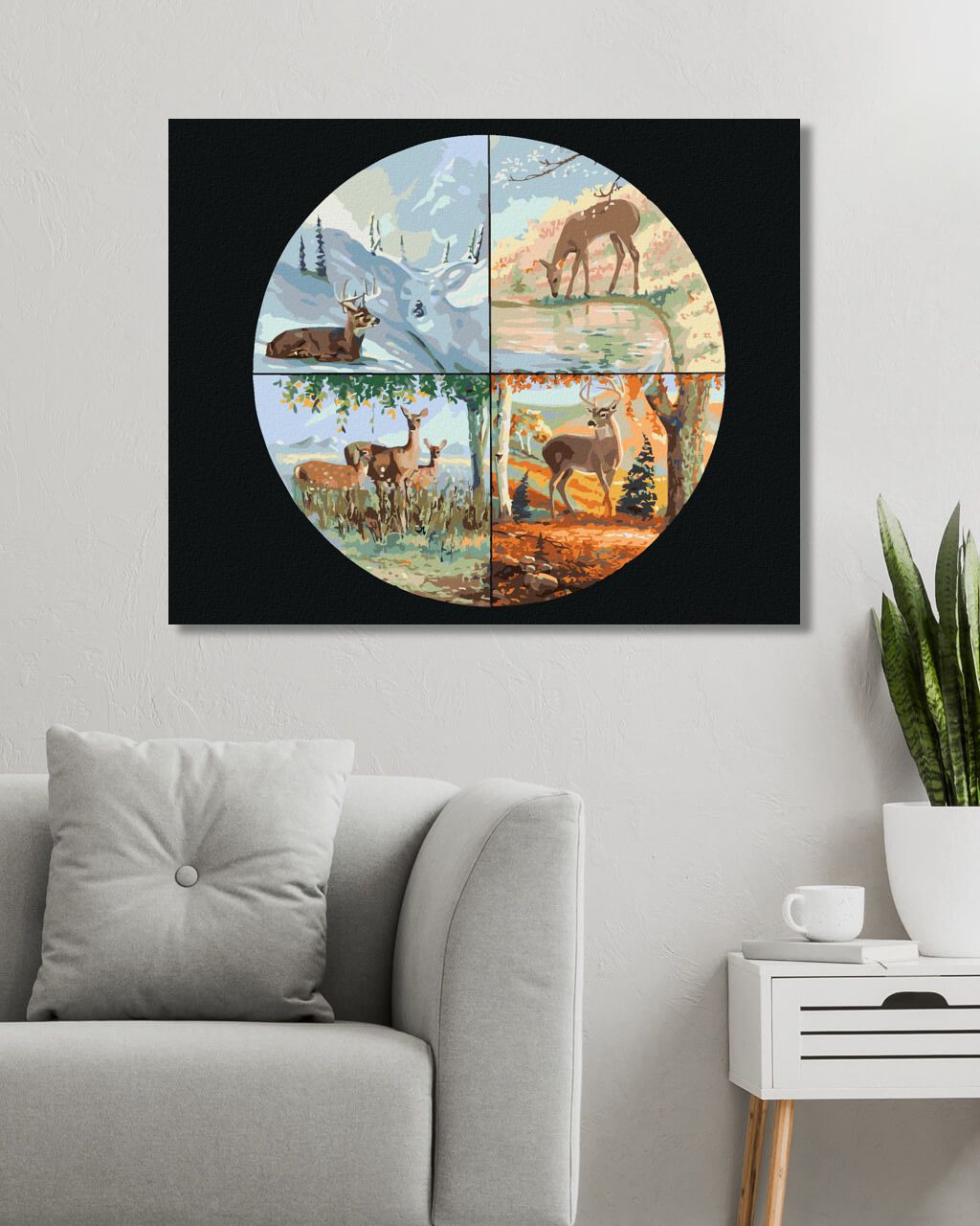 zuty Malování podle čísel - SRNA A ČTYŘI ROČNÍ OBDOBÍ (D. RUSTY RUST) - Rozměr: 40x50 cm, Rámování: Varianta: bez rámu a bez vypnutí plátna - obrázek 7